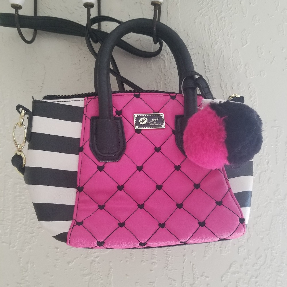 Betsey Johnson black and white striped purse